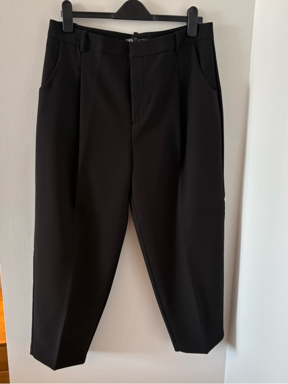 Zara Women’s Pleated Pants Trousers with Pockets In Black Size XL